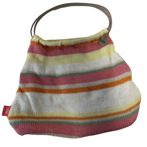 Sak Handbag Purse Woven Pastel Striped Spring Easter Beach Bag Handbag